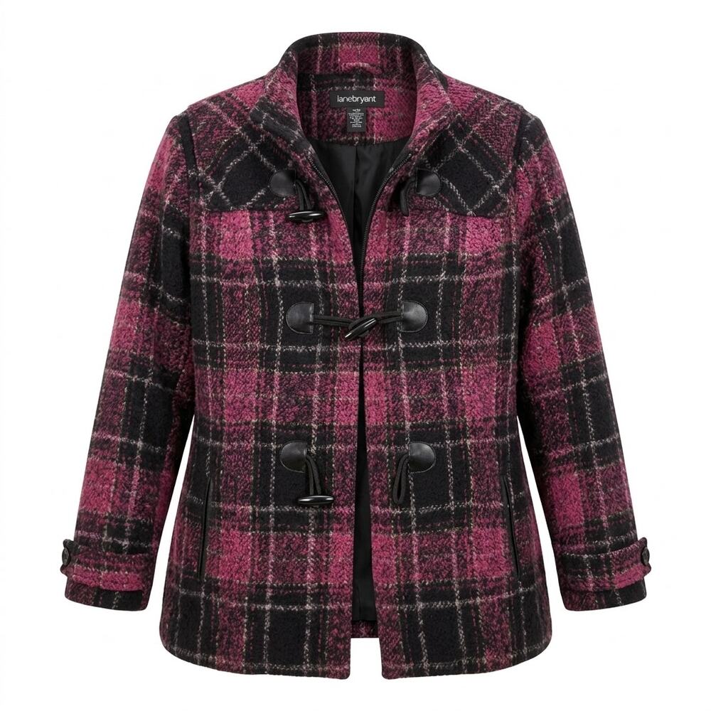 Lane Bryant Wool Blend Plaid Tweed Collared Lined Jacket Women Size 18/20
